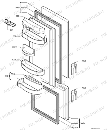 Взрыв-схема холодильника Electrolux ERB3022 - Схема узла Door 003