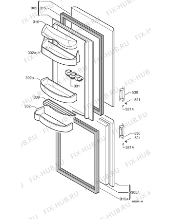 Взрыв-схема холодильника Electrolux ERB2522 - Схема узла Door 003