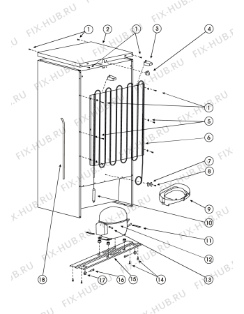 Взрыв-схема холодильника Indesit BH180S (F039208) - Схема узла