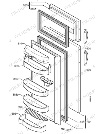 Взрыв-схема холодильника Faure FRD226W - Схема узла Door 003
