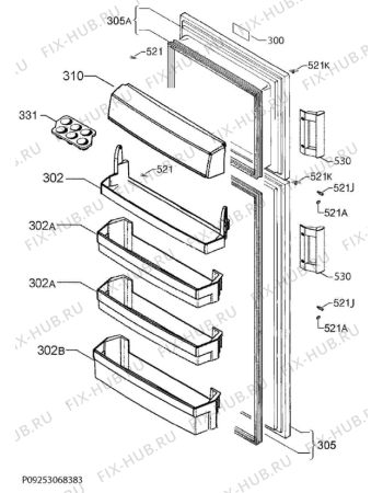 Взрыв-схема холодильника Aeg RDB52711DX - Схема узла Door 003