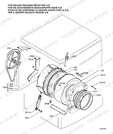 Взрыв-схема стиральной машины Zanker DFX4450BE - Схема узла Functional parts 267