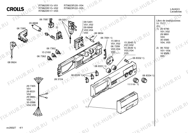 Схема №3 RT9823R Crolls RT9823R с изображением Панель управления для стиральной машины Bosch 00299891