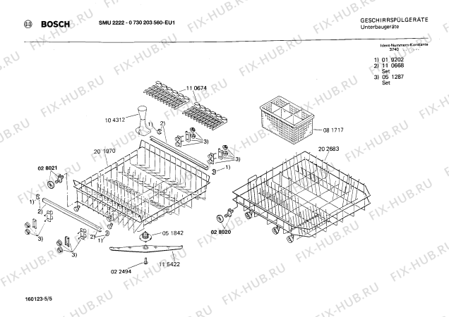 Взрыв-схема посудомоечной машины Bosch 0730203560 SMU2222 - Схема узла 05