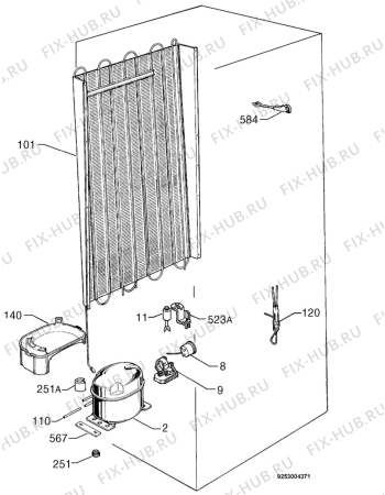 Взрыв-схема холодильника Aeg SC71440I - Схема узла Cooling system 017
