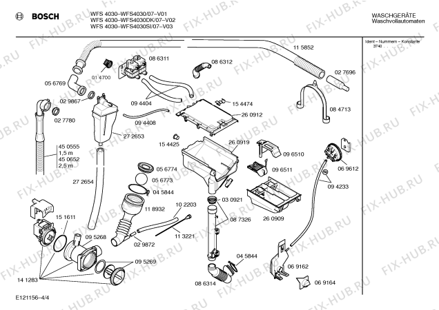 Схема №3 WFS4330SI WFS4330 с изображением Инструкция по эксплуатации для стиралки Bosch 00518429
