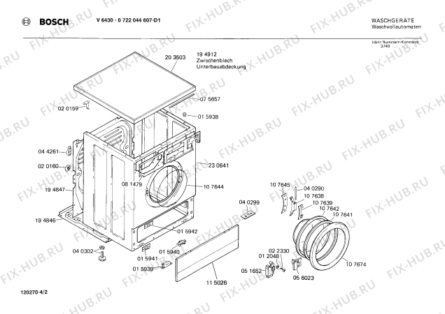 Взрыв-схема стиральной машины Bosch 0722044607 V6430 - Схема узла 02