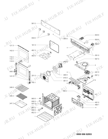 Схема №1 AKP 204/WH с изображением Панель для электропечи Whirlpool 480121104058