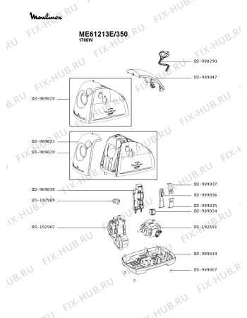 Взрыв-схема мясорубки Moulinex ME61213E/350 - Схема узла YP003592.6P2