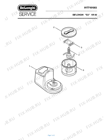 Схема №1 ROBOQUICK COMPACT KR 60 с изображением Двигатель (мотор) для кухонного измельчителя DELONGHI YF1001