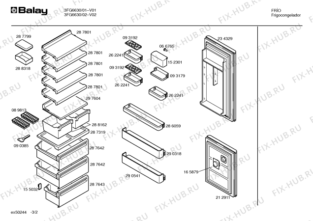 Взрыв-схема холодильника Balay 3FG6630 - Схема узла 02