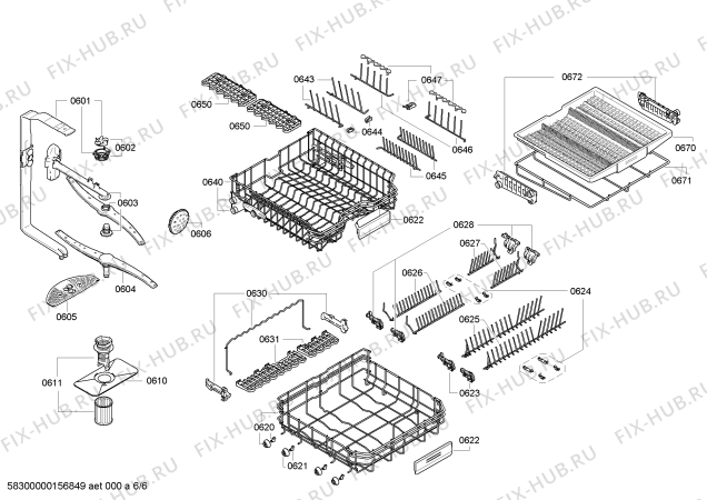 Взрыв-схема посудомоечной машины Bosch SMI59M15EU - Схема узла 06