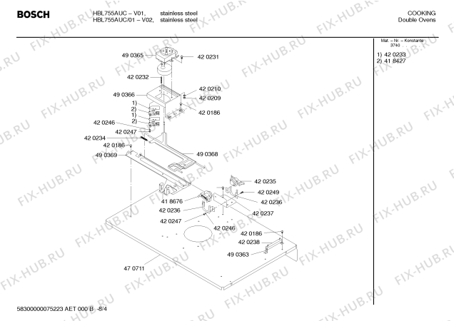 Схема №4 HBL755AUC с изображением Ручка двери для холодильника Bosch 00489235