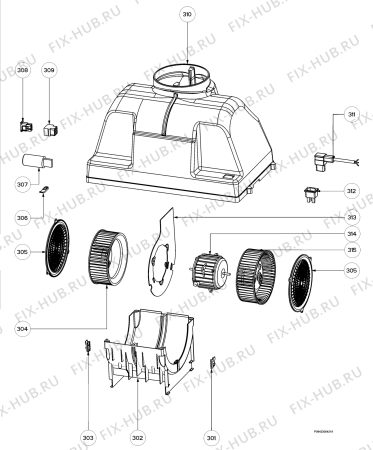 Взрыв-схема вытяжки Electrolux EFG70023S - Схема узла Section 3