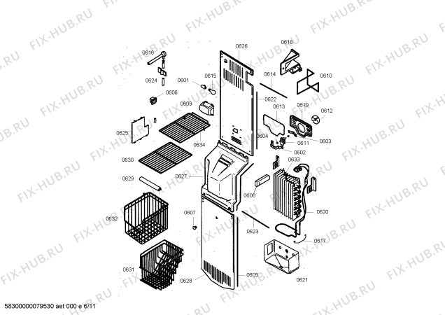 Схема №6 KGU57990 с изображением Крышка для холодильника Bosch 00242885