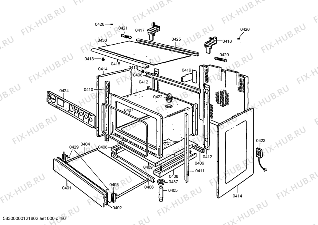 Взрыв-схема плиты (духовки) Siemens HP235200U - Схема узла 04