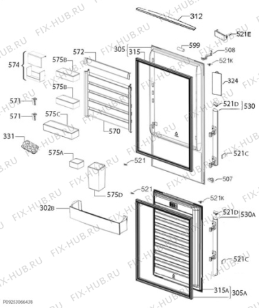 Взрыв-схема холодильника Electrolux EN93489MW - Схема узла Door 003
