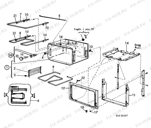 Взрыв-схема посудомоечной машины Husqvarna Electrolux QC701F - Схема узла H10 Main Oven Cavity (large)