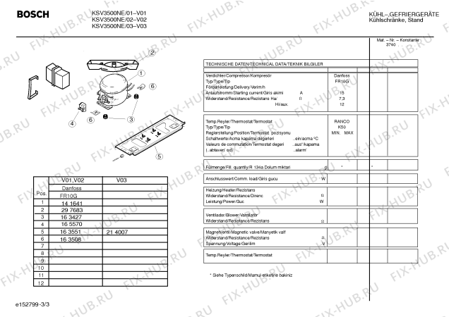 Взрыв-схема холодильника Bosch KSV3500NE - Схема узла 03
