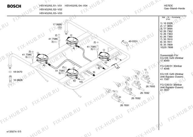 Схема №3 HSV452CIL, Bosch с изображением Переключатель для электропечи Bosch 00421335