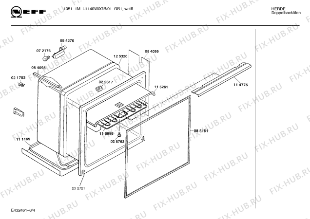 Схема №5 U1140W0GB 1051-1M с изображением Панель управления для плиты (духовки) Bosch 00286436