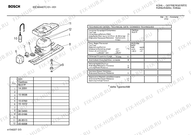 Взрыв-схема холодильника Bosch KIE30440TC - Схема узла 03