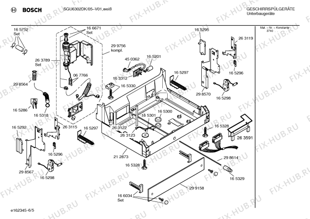 Взрыв-схема посудомоечной машины Bosch SGU6302DK - Схема узла 05