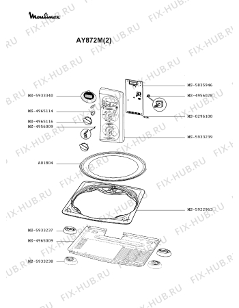 Взрыв-схема микроволновой печи Moulinex AY872M(2) - Схема узла XP002033.7P2
