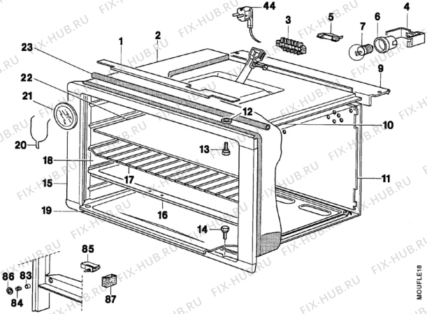 Взрыв-схема плиты (духовки) Arthur Martin CG6442W2 - Схема узла Oven body