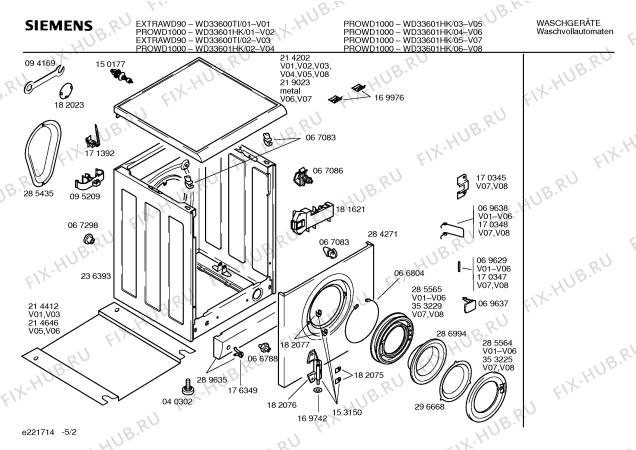 Взрыв-схема стиральной машины Siemens WD33601HK PRO WD1000 - Схема узла 02