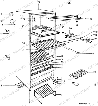 Взрыв-схема холодильника Indesit FRT260 (F011660) - Схема узла