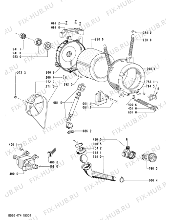 Схема №1 AWOD57061 (F091476) с изображением Инструкция по обслуживанию для стиральной машины Indesit C00369148