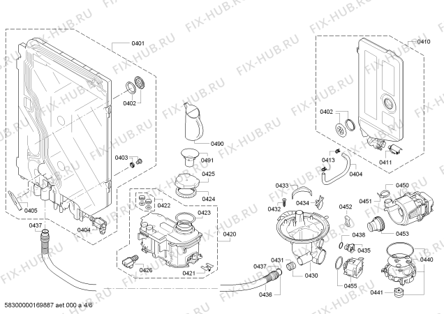 Взрыв-схема посудомоечной машины Bosch SMI53E05GB, Aqua Star 6l - Схема узла 04