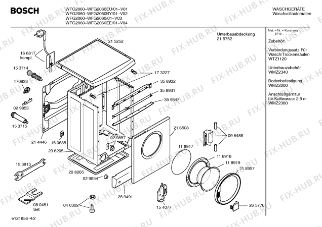 Схема №3 WFG2060EE WFG2060 с изображением Таблица программ для стиралки Bosch 00527862