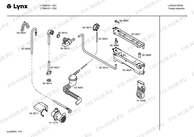 Схема №1 LT884 с изображением Узел подключения для стиралки Bosch 00094841