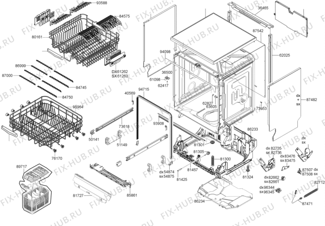 Взрыв-схема посудомоечной машины Gorenje GV64325XV (374894, PMS60I) - Схема узла 04