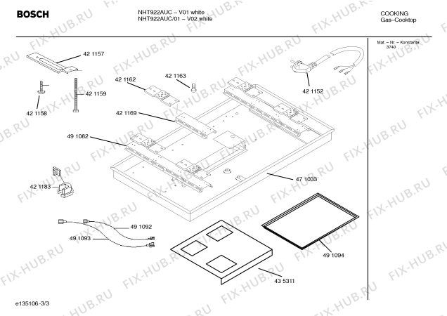 Схема №1 NHT922AUC с изображением Радиоблок Bosch 00421160