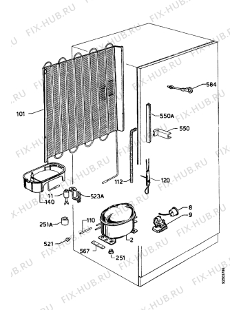 Взрыв-схема холодильника Castor CM3614DB - Схема узла Cooling system 017