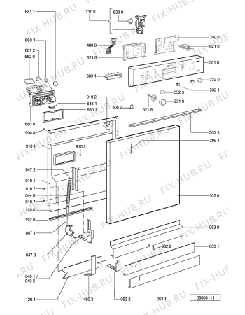 Схема №2 ADG 6556/1 IX с изображением Блок управления для посудомоечной машины Whirlpool 481221479367