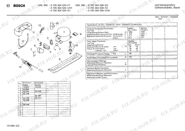 Схема №2 0705304524 GSL300 с изображением Дверь для холодильной камеры Bosch 00230781