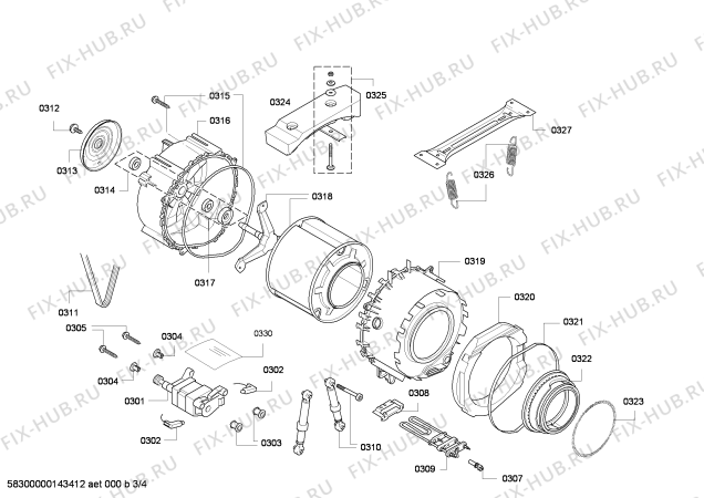 Взрыв-схема стиральной машины Bosch WAE28163 Bosch Maxx 6 VarioPerfect - Схема узла 03