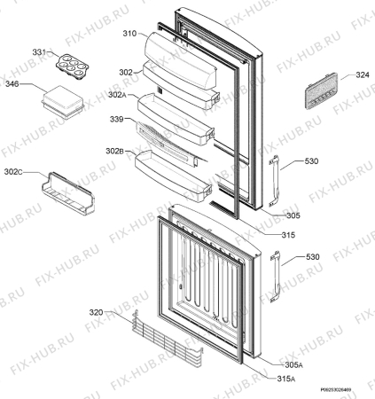 Взрыв-схема холодильника Electrolux ENB43691X - Схема узла Door 003
