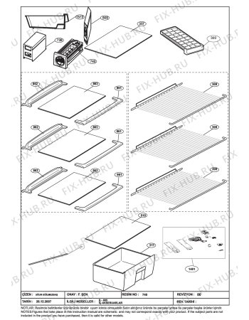 Взрыв-схема холодильника Beko DNE26020 (7271643103) - B805/CABINET ACCES