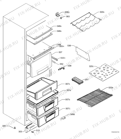 Взрыв-схема холодильника Zanussi Electrolux ZNB3450S - Схема узла Housing 001