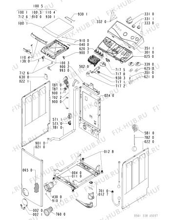 Схема №1 AWT 3385 с изображением Обшивка для стиралки Whirlpool 481245215562