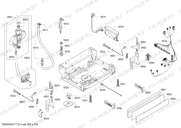 Взрыв-схема посудомоечной машины Bosch SMU68M05EX, SuperSilence - Схема узла 05