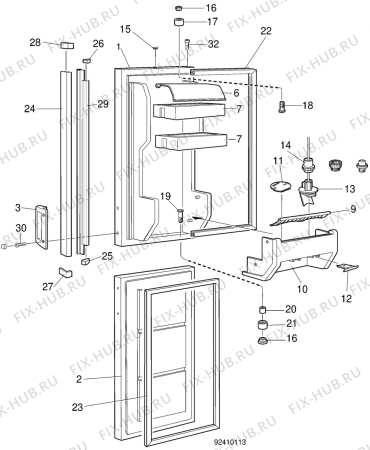 Взрыв-схема холодильника Husqvarna Electrolux QT402R - Схема узла C10 Vestfrost, narrow door