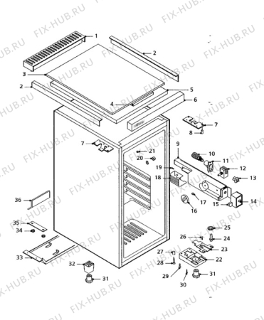 Взрыв-схема холодильника Tricity Bendix CPR5AL - Схема узла Cabinet + armatures