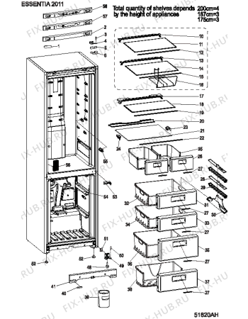 Взрыв-схема холодильника Hotpoint FFFL180P (F074451) - Схема узла