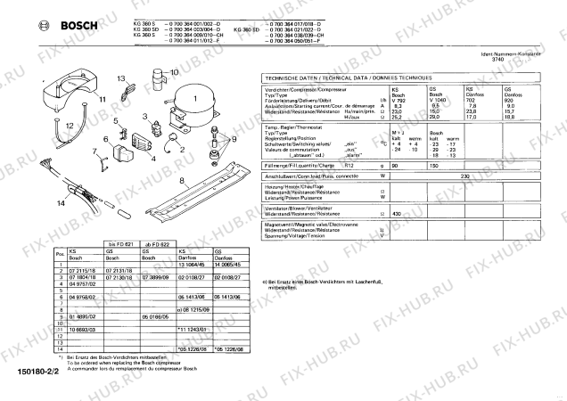 Взрыв-схема холодильника Bosch 0700364010 KG360S - Схема узла 02